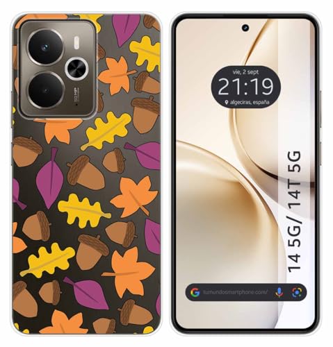 Tumundosmartphone Custodia In Silicone Trasparente Per Realme 14 5G/14T 5G, Motivo Autunno Disegni