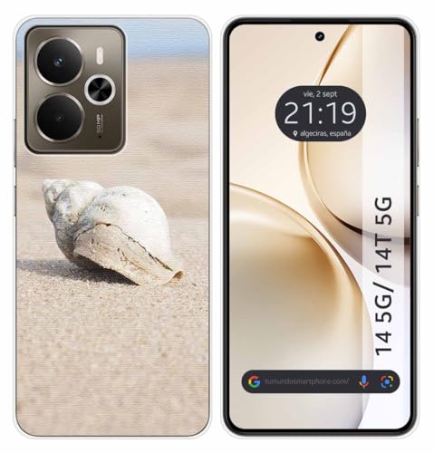 Tumundosmartphone Custodia In Silicone Per Realme 14 5G/14T 5G, Motivo: Conchiglia