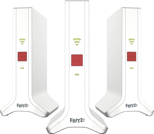 Fritz!Mesh Set 4200 3 Set (3 X Fritz!Ripetitore, Ideale Per Router Internet O Modem In Fibra Ottica (Ont), Copertura Wi-Fi Per 5-7 Stanze, Triband Wi-