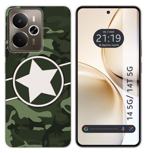Tumundosmartphone Custodia In Silicone Per Realme 14 5G/14T 5G Motivo Mimetico 01 Disegni