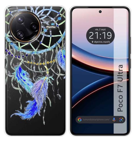 Tumundosmartphone Custodia In Silicone Trasparente Per Xiaomi Poco F7 Ultra 5G Design Piume Disegni