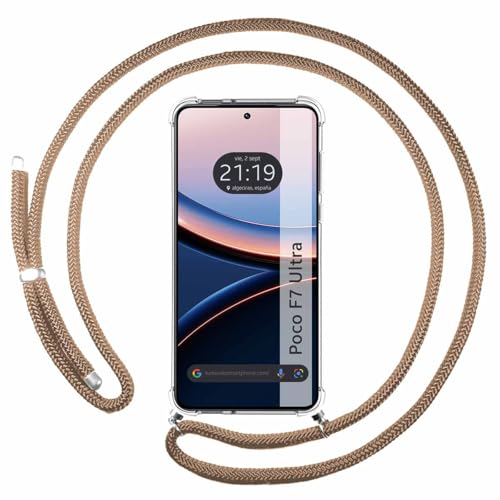 Tumundosmartphone Custodia A Sospensione Trasparente Per Xiaomi Poco F7 Ultra 5G Con Cordon Camel