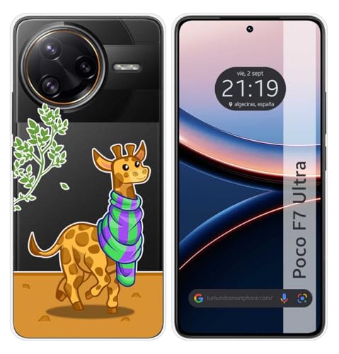 Tumundosmartphone Custodia In Silicone Trasparente Per Xiaomi Poco F7 Ultra 5G Motivo Giraffa Disegni