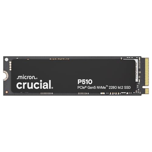 Crucial P510 Ssd 1Tb Pcie 5.0 X4 Gen5 Nvme M.2 Ssd Interno, Velocità Fino A 11000 Mb/S Lettura, 9500 Mb/S In Scrittura, Compatibile Con Notebook E Pc