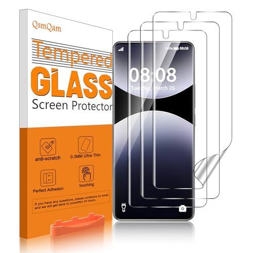 Qsmqam 3 Pezzi Vetro Temperato Per Xiaomi Redmi Note 14 Pro 4G/5G /14 Pro+ 5G /Poco X7, Pellicola Prottetiva Anti Graffio, Tpu Flessibile Vetro Protet