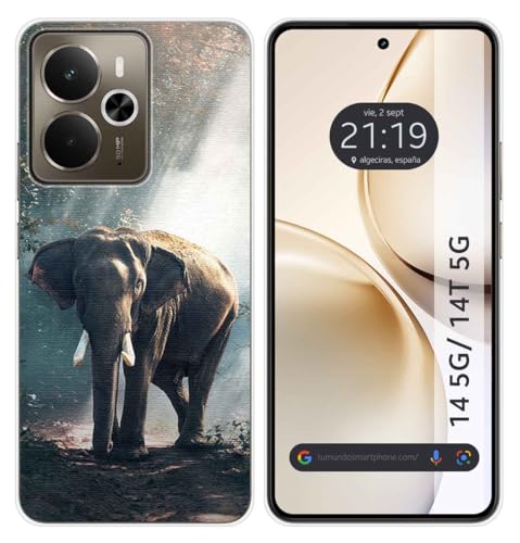 Tumundosmartphone Custodia In Silicone Per Realme 14 5G/14T 5G, Motivo Elefante