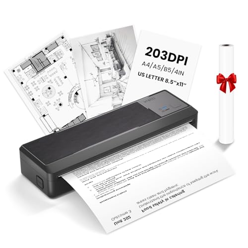 Vretti Stampante Portatile,P83 Stampante Termica Portatil, Con 1 Rotolo Carta Termica A4,Compatibile Con Android E Ios Per Ufficio,Viaggi,Studio,Casa,