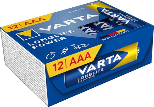 Varta Pile Aaa, Confezione Da 12, Longlife Power, Alcaline, 1,5V, Ideale Per Giocattoli, Mouse Wireless, Torce Elettriche, Imballaggio Riciclato Al 90