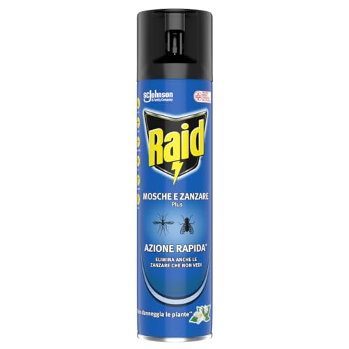Raid Mosche E Zanzare Spray Insetticida, Antizanzare E Antimosche, Azione Rapida 400 Ml