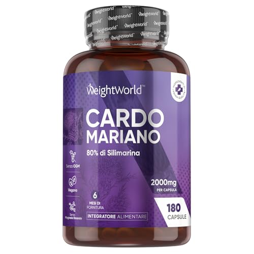 Cardo Mariano Vegano, 80% Di Silimarina, 1 Capsula Al Giorno Da 2000 Mg, 6 Mesi Di Scorta, Estratto 40:1 Da Semi Di Cardo Mariano, Silybum Marianum (M