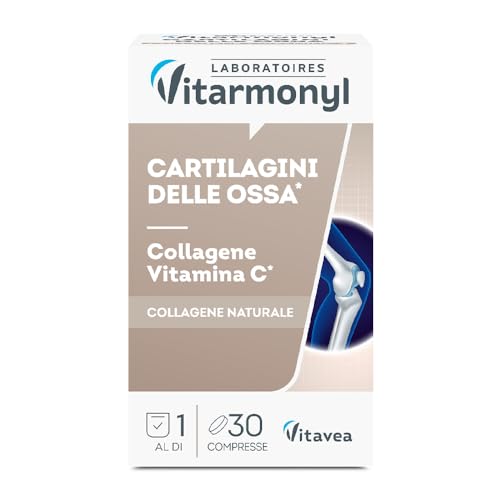 Collagene E Vitamina C - Cartilagini, Articolazioni, Mobilità Articolare - Per Pelle Tonica - Collagene Marino 300 Mg, Vitamina C 80Mg - 30 Compresse