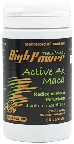 Maca Vital High Power Active 4X - Integratore Alimentare Organico, Tonico Ed Energizzante Per Stanchezza Fisica E Mentale - 60 Capsule - Non Ogm E Sen