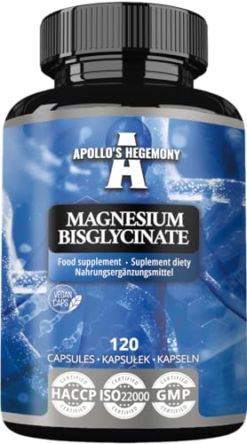 Bisglicinato Di Magnesio 100 Mg Per Capsula - 120 Capsule Vegane - Fornitura Di 4 Mesi - Per Un Maggiore Assorbimento - Integratore Alimentare Da Apol