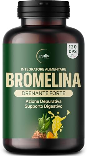 Bromelina Forte Drenante - 5000 Gdu/G, Bromelina, Pura Da Ananas, Drenante Forte, Azione Anticellulite E Detox, Bromelina Plus Drenante Gambe, Made In