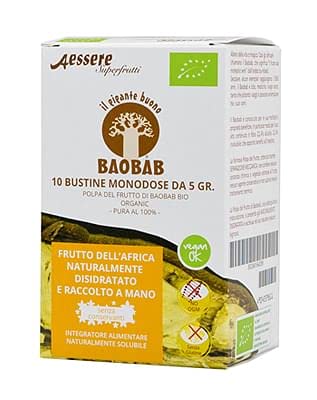 Superfrutti Aessere - Baobab Il Gigante Buono Polpa Del Frutto Di Baobab Bio - 10 Bustine Solubili