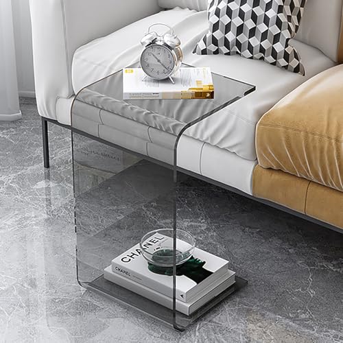 Dgdhhsfjdj Tavolino Laterale A Forma Di C Per Divano, Tavolino Laterale In Acrilico Trasparente Moderno, Superficie Contemporanea Per Divano O Postazi