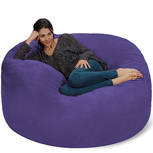 Chill Sack Fagiolo Sedia Del Sacchetto: Gigante Bag Mobili Schiuma Di Fagioli 5' Memoria - Grande Divano Con Morbida Fodera In Fibra Di Micro - Viola