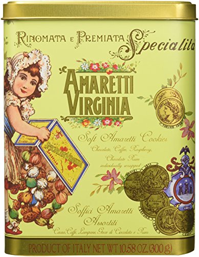 Virginia Amaretti Soffici Assortiti Cacao Caffè Lampone Rum E Cioccolato - 300 G Tin Latta