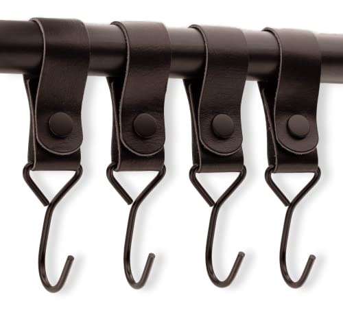 Brute Strength - Gancio Multifunzione Con Passante In Pelle – Nero – 4 X – Gancio Appendiabiti In Pelle