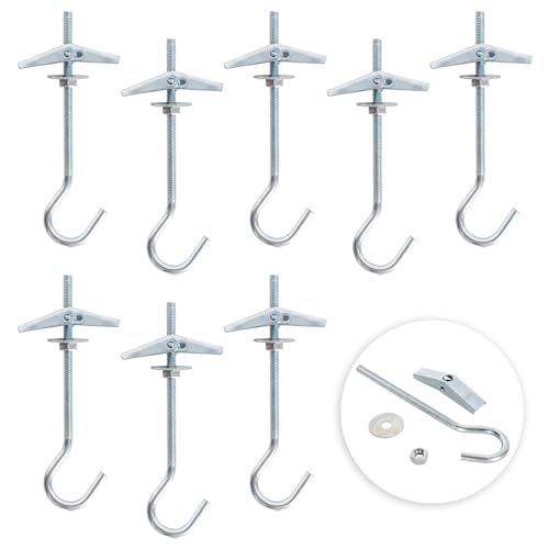 Wisebom 8 Pcs Crochets De Plafond, Boulon Ailes Crochet, Crochet De Fixation Au Plafond En Acier Au Carbone, Crochet Pour Plafond À Ressort À Ailettes