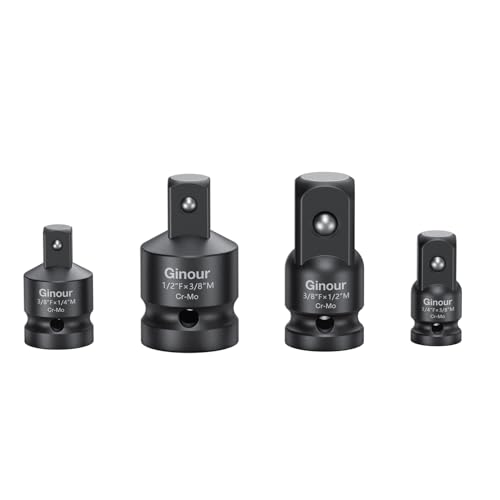 Ginour Set Di 4 Adattatori Per Bussole A Percussione, Riduttore E Convertitore Cr-Mo Da 1/2" A 3/8" A 1/4", Da 1/4" A 3/8" A 1/2", Per Cricchetti E Ch