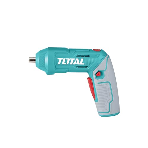 Total - Avvitatore A Batteria 4V | Inserzione Di 1/4'' | 2 Posizioni Di Lavoro | Porta Di Ricarica Usb Tipo C | Luce Led | Include Valigetta Con 19 Pu