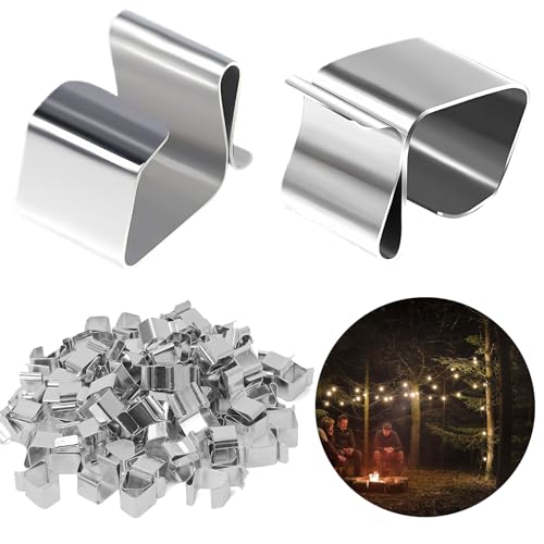 Yiuwod Confezione Da 50 Lucine Ganci Per Grondaie - Hooks For Outdoor String Lights - Gancio Per Luce A Corda - Adatta Per Luci Fisse,Luci A Ghiacciol