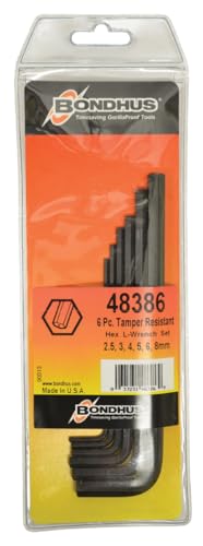 Bondhus, 48386, Chiave Angolo Set Esagonale Tamper Resistant Htr 6M Metrico, 6 Pezzi