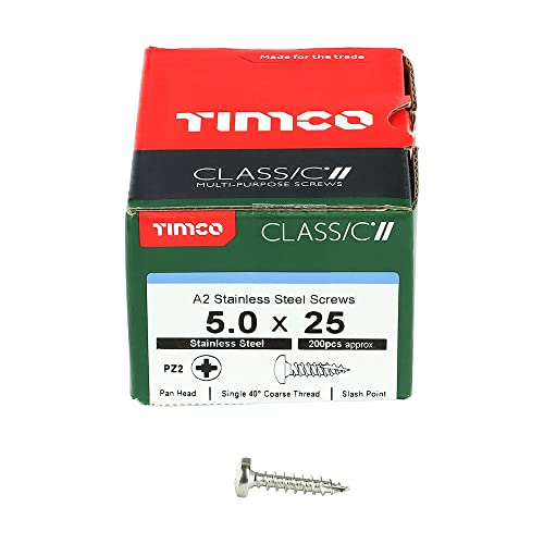 Timco Classica Pentola Multiuso In Acciaio Inox, Viti Per Legno A2 Woodcrews - 5,0 X 25