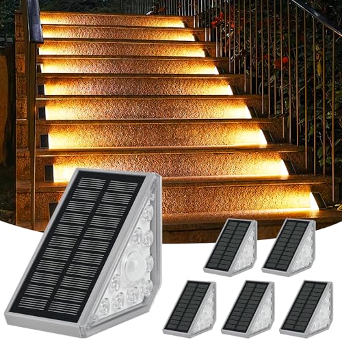 Weinsamkeit Lampioni Solari Da Esterno Con Sensore Di Movimento, Set Di 6 Luci Solari Per Scale Esterne - 1200Mah/3000K Bianco Caldo/Ip65, Luce Solare