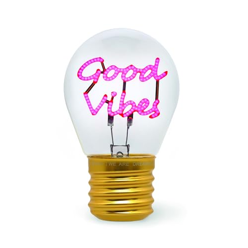 Legami - Lampada Da Tavolo A Forma Di Lampadina, Ricaricabile Con Cavo Usb, Senza Fili, Bulb Fiction, Tema Good Vibes, 6.8 X 10.3 Cm