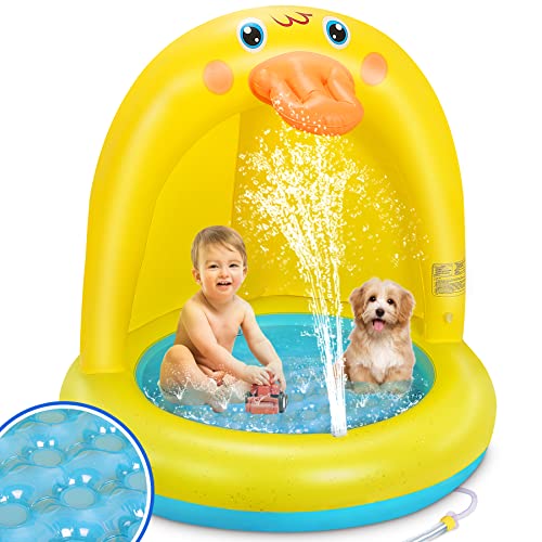 Piscina Fuori Terra Piscina Bambini Gonfiabile Per Bambini | Piscina Gonfiabile Bambini Sprinkler Con Protezione Solare Forma Di Anatra Gialla | Gioch