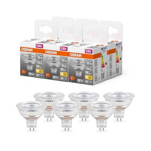 Osram Riflettore A Stella Lampada Led, Gu5.3-Base Vetro Trasparente ,Bianco Caldo (2700K), 345 Lumen, Sostituzione Delle Lampade 35W, Non Dimmerabile,