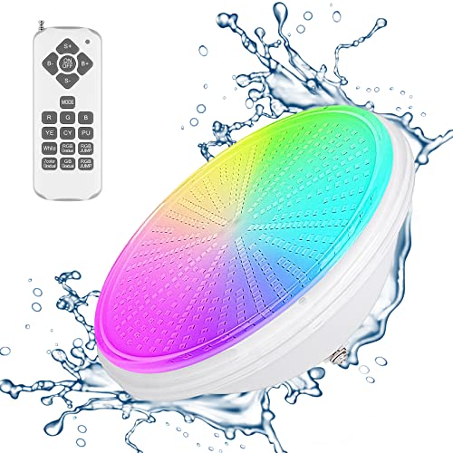 Kollniun Luci Led Per Piscina, Par56 Led Per Piscina, Luci Subacquee, Rgbw, Ip68, Impermeabile, 54 W, 12 V Ac/Dc, Dimmerabili Con Telecomando, Illumin