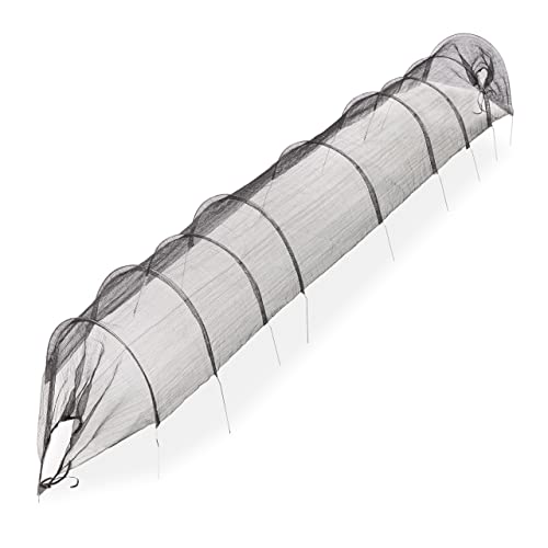 Relaxdays Serra Per Orto, 5 M, Miniserra A Tunnel Con Archetti, Protezione Piante Da Uccelli E Insetti, Giardino, Nero, Acciaio Inox