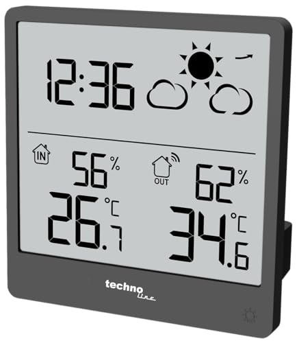 Ws9138 - Statazione Meteo Moderna, Piccola Con Previsioni Meteo E Tendenza Meteo, Temperatura Interna Ed Esterna, Illuminazione Interfondo, Display Lc
