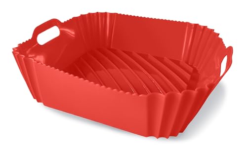 Guardini, Stampo Quadrato Con Manici 22X22 Cm, Ideale Per Friggitrice Ad Aria, Silicone Alimentare, Rosso, Linea Air Fryer