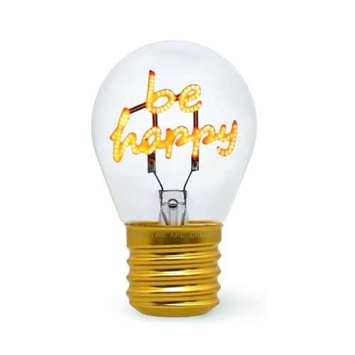 Legami - Lampada Da Tavolo A Forma Di Lampadina, Ricaricabile Con Cavo Usb, Senza Fili, Bulb Fiction, Tema Be Happy, 6.8 X 10.3 Cm