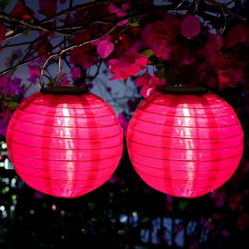 Naveso 2 Pezzi 20Cm Lanterne Led Solari, Lanterna Solare Per Esterni, Lanterna Esterna Solare Appesa, Lucine Led Decorative Solari Da Esterno Per Lant