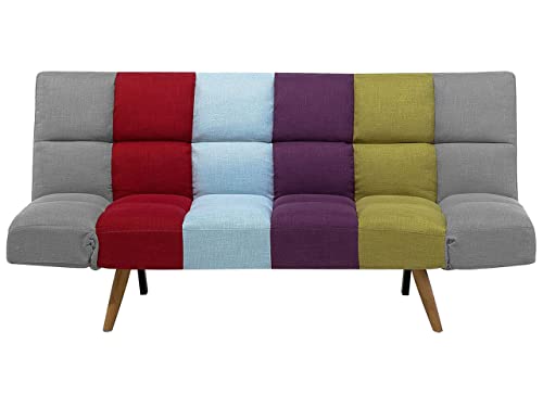 Divano Letto Tessuto Patchwork Multicolore A 3 Posti Soggiorno Moderno