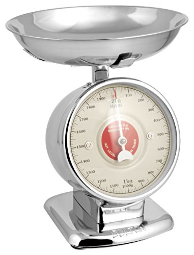 Habi 100092 Bilancia Cucina Meccanico, 2 Kg, Cromo, Metallo, Acciaio