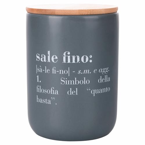 Villa D'Este Home Tivoli Barattolo Sale Fino 700 Ml In Ceramica, Coperchio In Bambù, Victionary