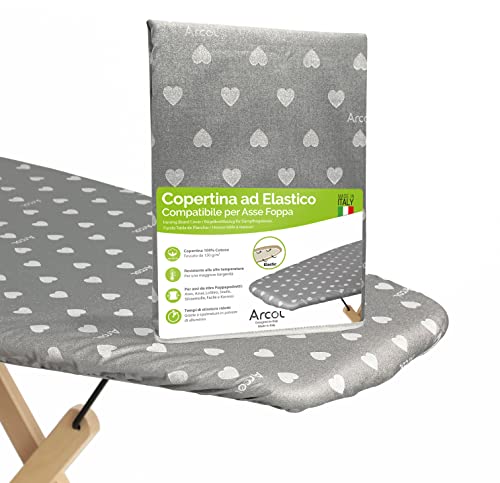 Arcol Compatibile Per Asse Da Stiro Foppapedretti, Copertina Ricambio Ad Elastico, Made In Italy, Copertura Copriasse Da Stiro 100% Cotone (Copertina,