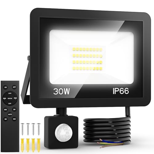 Security Lights Outdoor Motion Sensor – 30W Pir Led Floodlight Outside Light Mani Powered – Faretto Esterno & Spot Lighting Impermeabile Esterno Spotl