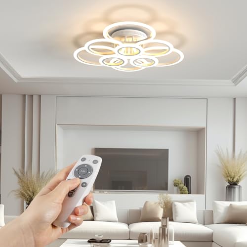 Ruyi Plafoniera Led Soffitto 120W Con Telecomando E Regolazione Senza Fine 2800-7000K,Acrilica Rotondo Plafoniera Soffitto E Lampadario Led Perfetta P
