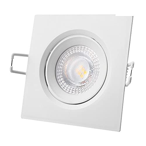 Edm, Bianco, Downlight Led Da Incasso, Quadro Quadrato, 5 W, 380 Lumen, 4000 K