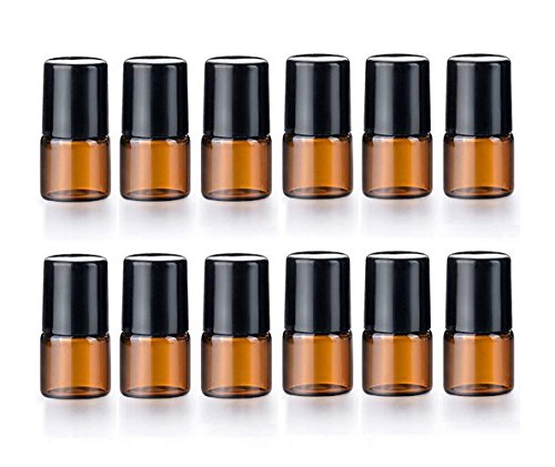 12 Bottiglie A Rullo In Vetro Per Oli Essenziali, Piccole E Riutilizzabili, Vuote, Per Aromaterapia, Profumo, Liquido In Vetro Ambrato, Flacone Da 2 M