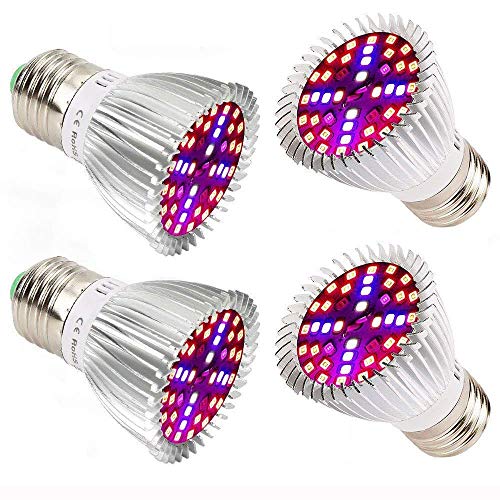 Piante Lampada A Led, 4 Pezzi 40W E27 Grow Bulbs Per Semina, Crescita, Fioritura E Fruttificazione