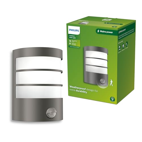 Philips Calgary, Lampada Da Parete, Per Esterni, Con Sensore Di Movimento, Max 25W, Attacco E27, Antracite
