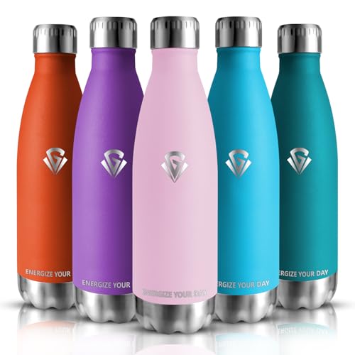 Grsta Borraccia Termica, Borraccia 500Ml, Borraccia Acciaio Inox Senza Bpa, Bottiglia Termica Senza Perdite, Per Bambini, Scuola, Sport, Campeggio, Yo